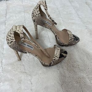 Steve Madden Snake Skin Print Open Toe Heels